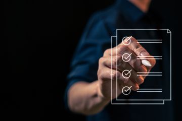 Checklist, person pointing on checklist