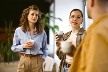 coworkers chatting
