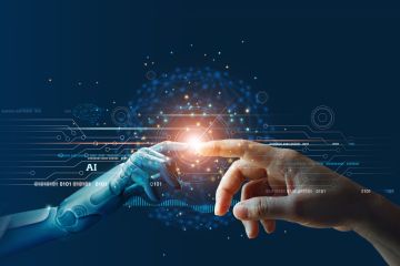AI and Human Hand touching